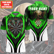 Personalized Name Green Skull Fire Darts All Over Printed Unisex Shirt Q230807