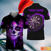 Personalized Name Purple Sugar Skull Darts All Over Printed Unisex Shirt Q020811