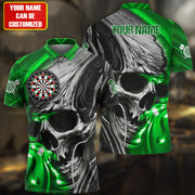 Personalized Name Green Skull Darts Abstract All Over Printed Unisex Shirt Q050802