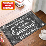 Personalized Name Love , Laughter anda  Whole lot of BasketBall Doormat