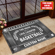 Personalized Name Love , Laughter anda  Whole lot of BasketBall Doormat