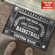 Personalized Name Love , Laughter anda  Whole lot of BasketBall Doormat