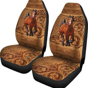 Horse - Leather Embossed Car Seat Covers Universal Fit - Set 2