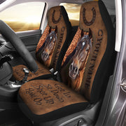 Personalized Name Horse Leather Hold on Car Seat Covers Universal Fit - Set 2