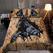 Black Horse Crack All Over Printed Bedding Set