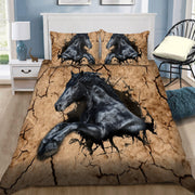Black Horse Crack All Over Printed Bedding Set