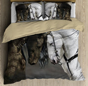 Black And White Horse Couple All Over Printed Bedding Set