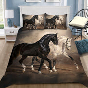Black And White Horse Couple Art All Over Printed Bedding Set