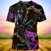 Horse Neon Art All Over Printed Unisex Shirt