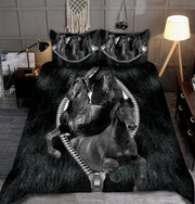 Black Horse Zipper All Over Printed Bedding Set