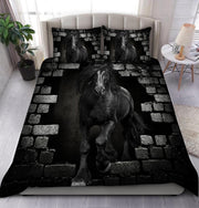 Black Horse Wall All Over Printed Bedding Set