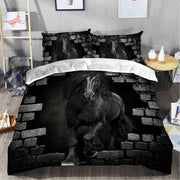 Black Horse Wall All Over Printed Bedding Set