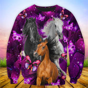 Horses Purple Flower All Over Printed Unisex Shirt