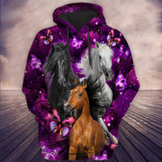 Horses Purple Flower All Over Printed Unisex Shirt