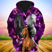 Horses Purple Flower All Over Printed Unisex Shirt