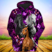 Horses Purple Flower All Over Printed Unisex Shirt