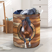 Horse Wood Vintage Laundry Basket
