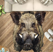 Wild Boar Face 3D Custom Shape Rug