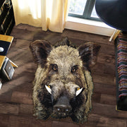 Wild Boar Face 3D Custom Shape Rug