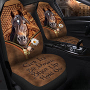 Horse Leather Hold on Car Seat Covers Universal Fit - Set 2
