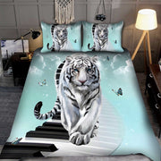 White Tiger Piano Art All Over Printed Bedding Set