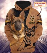 Personalized Name Love German shepherd All Over Printed Unisex Hoodie
