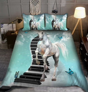 White Horse Piano All Over Printed Bedding Set