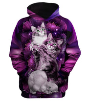 Cats Purple Flower Pattern All Over Printed Unisex Shirt - Zip Hoodie P120904