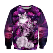 Cats Purple Flower Pattern All Over Printed Unisex Shirt - Zip Hoodie P120904
