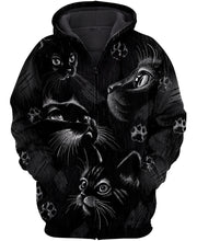Black Cat Art All Over Printed Unisex Shirt - Zip Hoodie