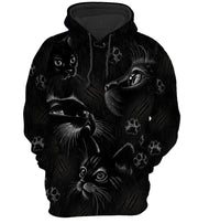 Black Cat Art All Over Printed Unisex Shirt - Zip Hoodie