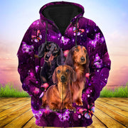 Dachshunds Purple Flower All Over Printed Unisex Shirt