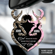 Personalized Buck And Doe Heart God Blessed Car Ornament