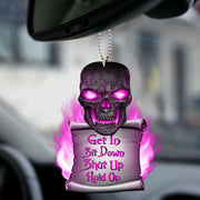 Pink Skull Get In Funny Car Ornament