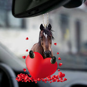 Bay Horse Heart Car Ornament