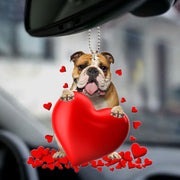 English Bulldog v2 Heart Ornament