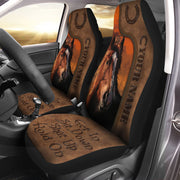 Personalized Name - Get in Sit down Shut up Hold on AK36 - Horse Car Seat Covers With Leather Pattern Print Universal Fit Set 2
