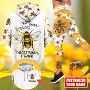 Honey Bee Rock Paper Scissors I Win - Personalized Hoodie and Leggings