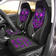 Skull Hold on Purple Version Car Seat Covers Universal Fit Set 2