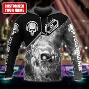 Personalized Name Skull Disc Jockey Gray Version All Over Printed Unisex Shirt