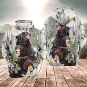 Black Bear Daisy Flower All Over Printed Unisex Shirt