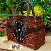 Black Horse Personalized Leather Handbag