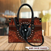 Black Horse Personalized Leather Handbag