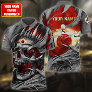 Personalized Name Bowling Skull Red Version All Over Printed Unisex Shirt