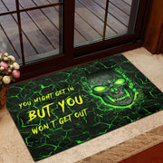 Green Skull You Won't Get Out Doormat