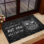 Black Skull You Won't Get Out Doormat