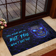 Blue Skull You Won't Get Out Doormat