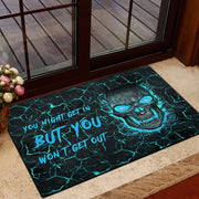 Teal Skull You Won't Get Out Doormat