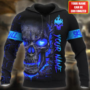 Personalized Name Blue Skull All Over Printed Unisex Shirt Q070902