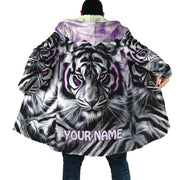 Personalized Name White Tiger Art Hooded Cloak Q190902